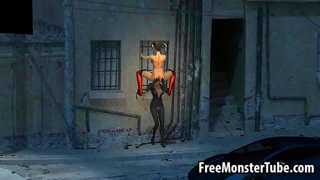 3D lesbian Harley Quinn gets eaten out outdoors