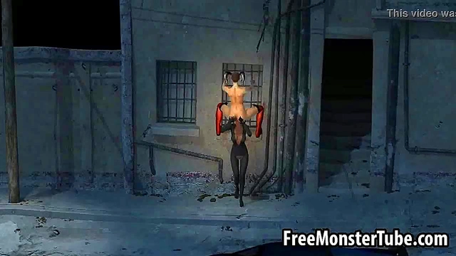 3D lesbian Harley Quinn gets eaten out outdoors