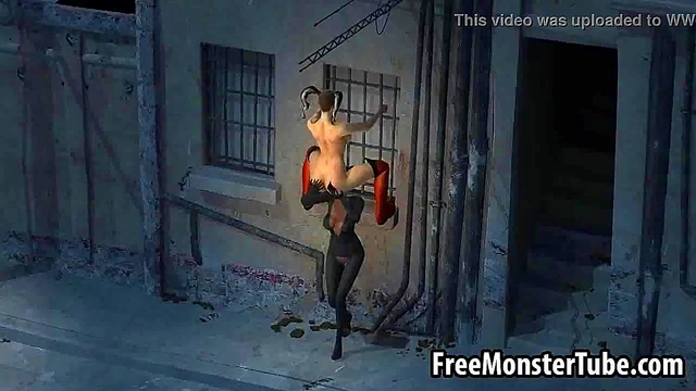 3D lesbian Harley Quinn gets eaten out outdoors