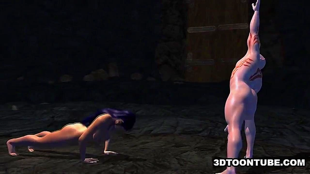 Busty 3D babe getting fucked hard by a monster