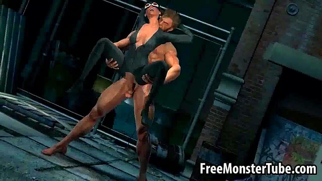 3D Catwoman getting fucked outdoors by Wolverine