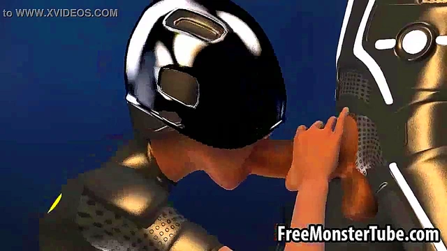 3D cartoon Tron babe sucks cock and gets fucked