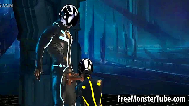 3D cartoon Tron babe sucks cock and gets fucked