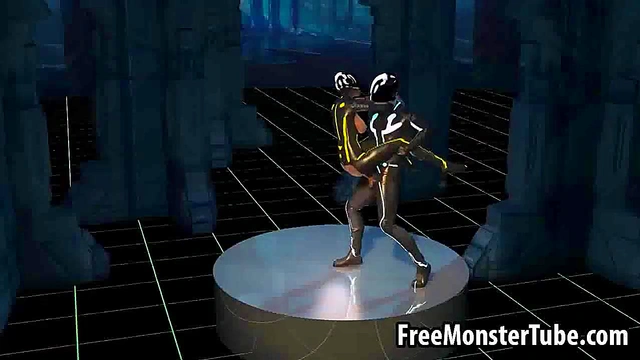 3D cartoon Tron babe sucks cock and gets fucked
