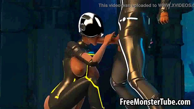 3D cartoon Tron babe sucks cock and gets fucked