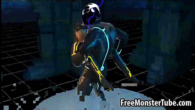 Sexy 3D cartoon Tron babe sucks cock and gets fucked