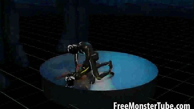 Sexy 3D cartoon Tron babe sucks cock and gets fucked