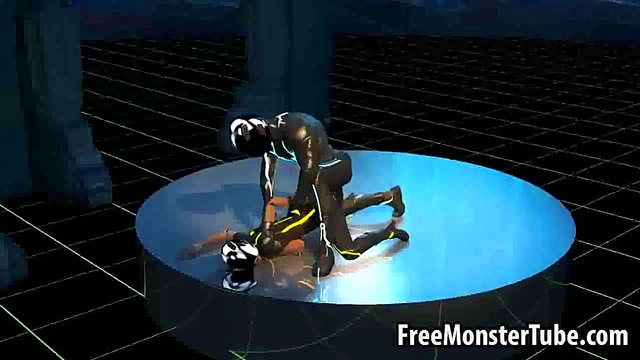 Sexy 3D cartoon Tron babe sucks cock and gets fucked