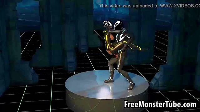 Sexy 3D cartoon Tron babe sucks cock and gets fucked