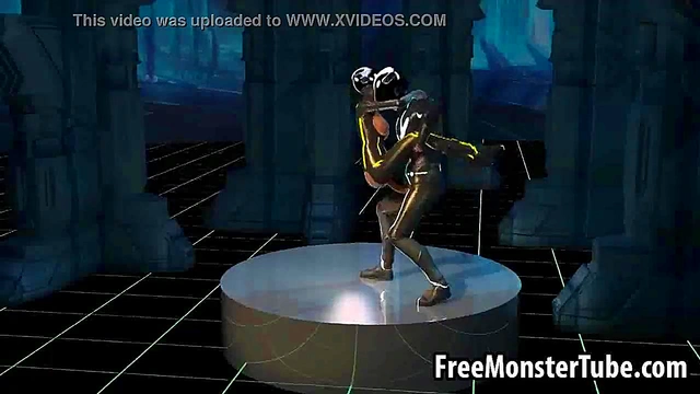 Sexy 3D cartoon Tron babe sucks cock and gets fucked