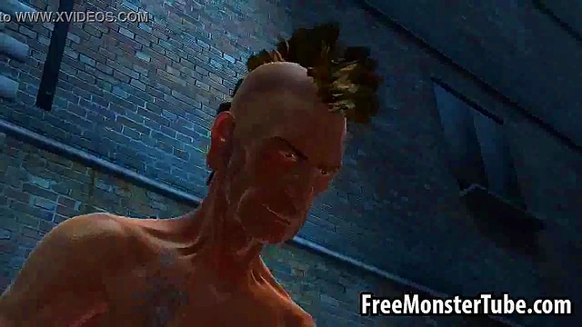 3D cartoon Supergirl getting double teamed outdoors