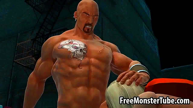 3D cartoon Supergirl getting double teamed outdoors