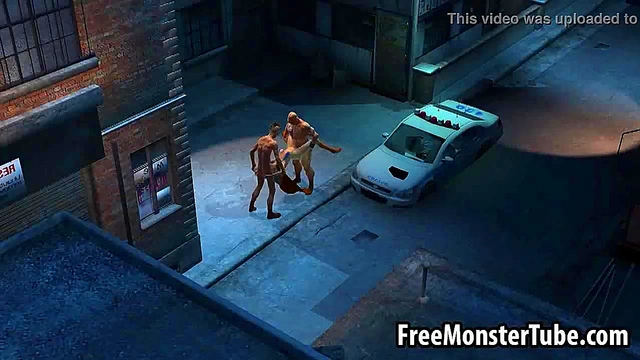 3D cartoon Supergirl getting double teamed outdoors