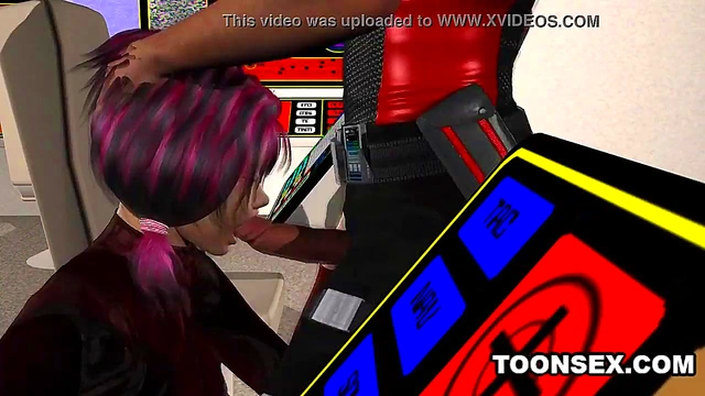 3D cartoon emo babe sucks cock and gets fucked