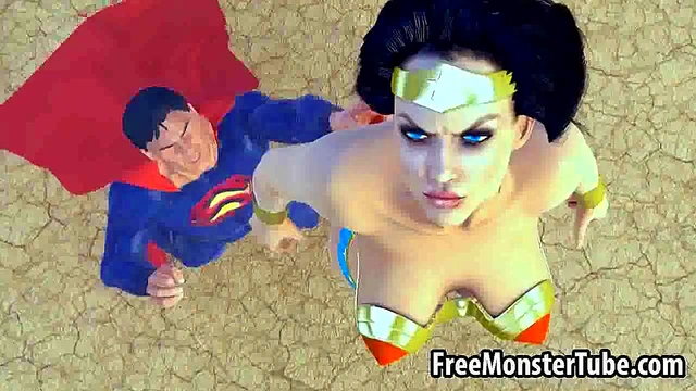 3D Wonder Woman sucking on Superman's hard cock