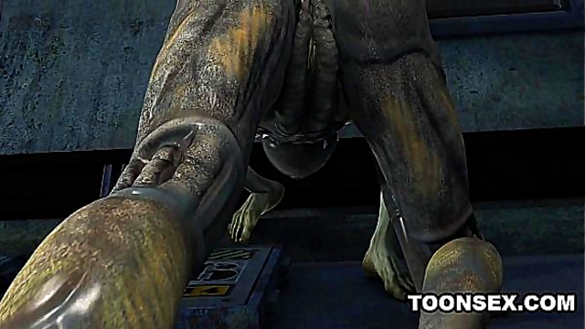 Sexy 3D cartoon alien babe fucked hard by a martian