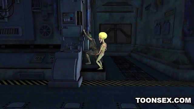 Sexy 3D cartoon alien babe fucked hard by a martian
