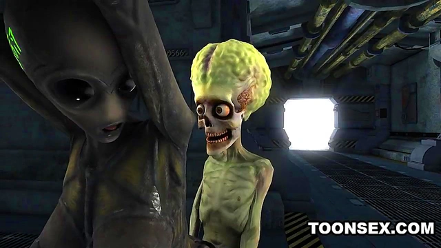 Sexy 3D cartoon alien babe fucked hard by a martian