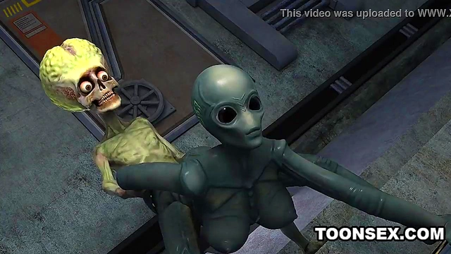 Sexy 3D cartoon alien babe fucked hard by a martian