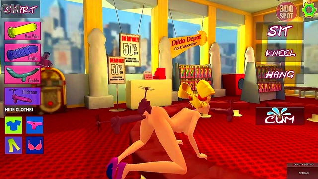 Naughty Blonde Has Fun With Many Dildos! 3D ANIMATION!