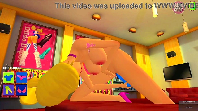 Naughty Blonde Has Fun With Many Dildos! 3D ANIMATION!