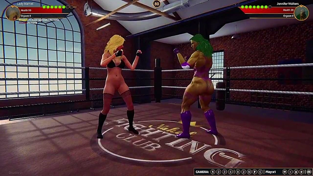 Lady Marvel VS Jennifer Walters (Naked Fighter 3D)