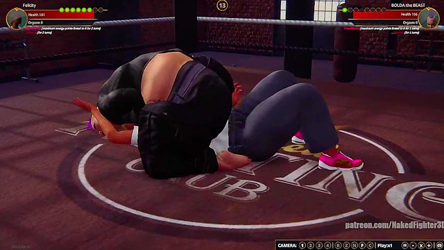 Felicity VS BOLDA the BEAST (Naked Fighter 3D)