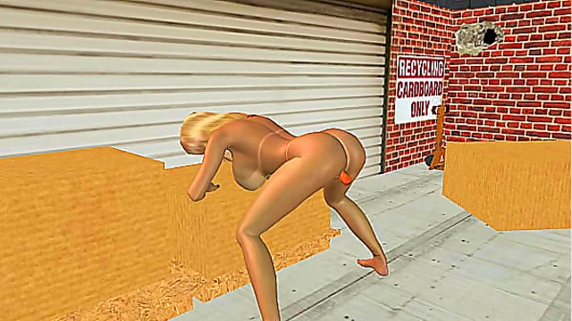Animated 3D Porn - A very beautiful Big Breasted women masturbating using Carrot