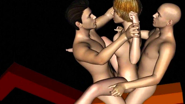 3d animation of kinky MMF Threesome on machine
