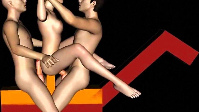 3d animation of kinky MMF Threesome on machine