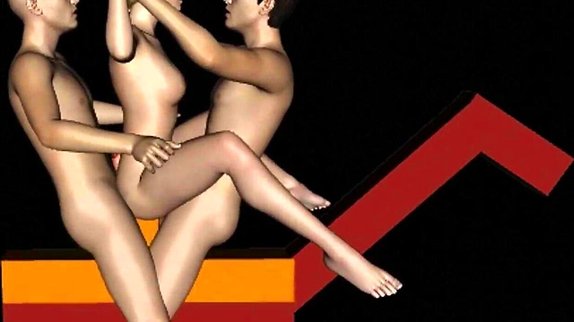 3d animation of kinky MMF Threesome on machine