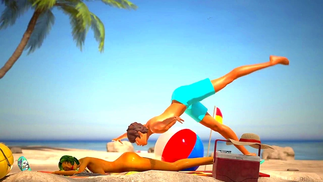 3DGSPOT - Oily Babe Gets Her Pussy Pounded At The Beach! 3D ANIMATION!