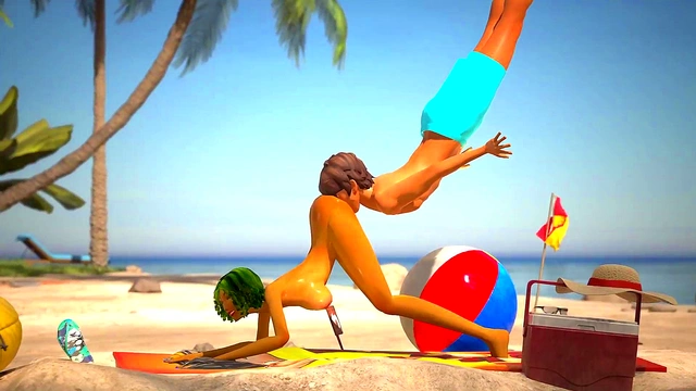 3DGSPOT - Oily Babe Gets Her Pussy Pounded At The Beach! 3D ANIMATION!