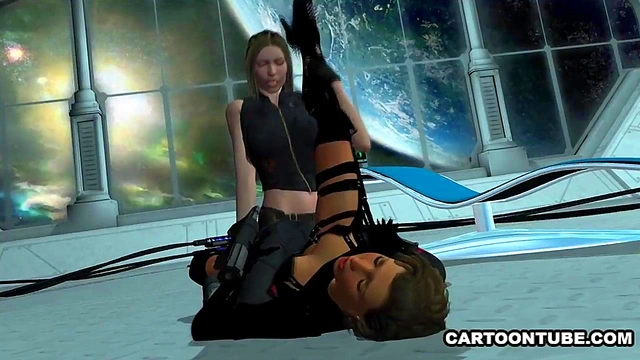 Foxy 3D cartoon lesbian vixen gets licked and scissored