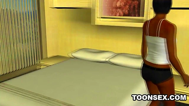 Foxy 3D Cartoon Ebony Babe Sucking and Fucking