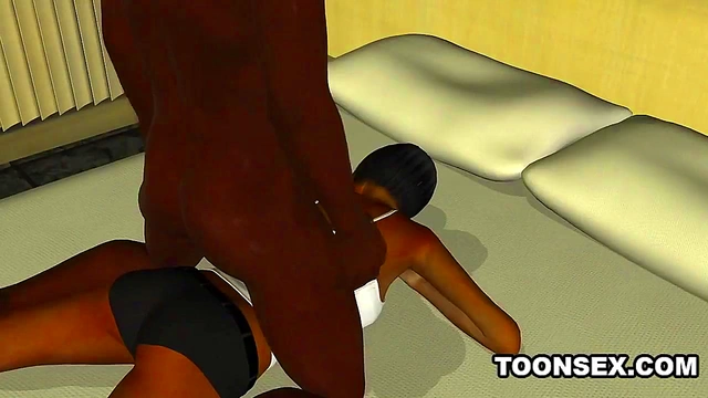 Foxy 3D Cartoon Ebony Babe Sucking and Fucking
