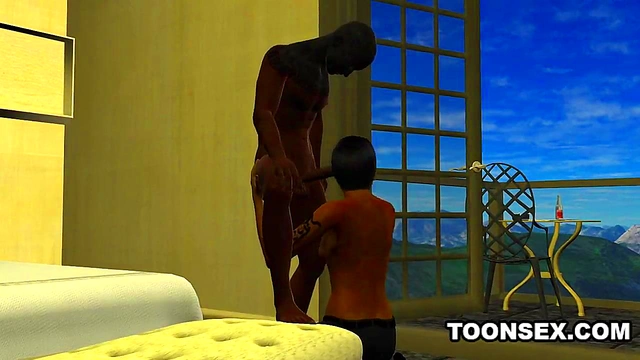 Foxy 3D Cartoon Ebony Babe Sucking and Fucking