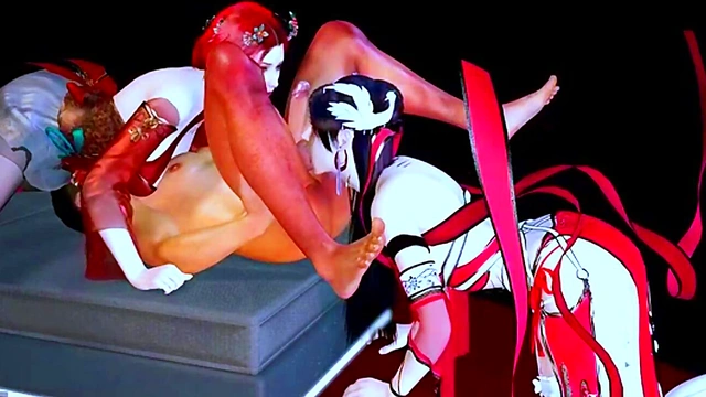 Threesome with two bigboobs princess - 3D Animation 245