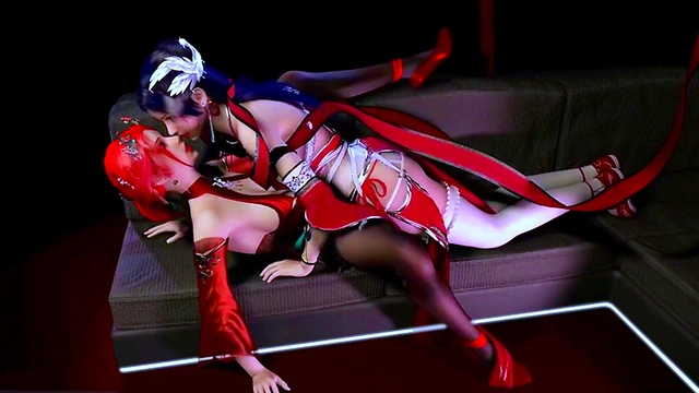 Threesome with two bigboobs princess - 3D Animation 245