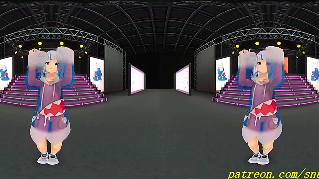vr180 mmd Gura dance 3d hololive