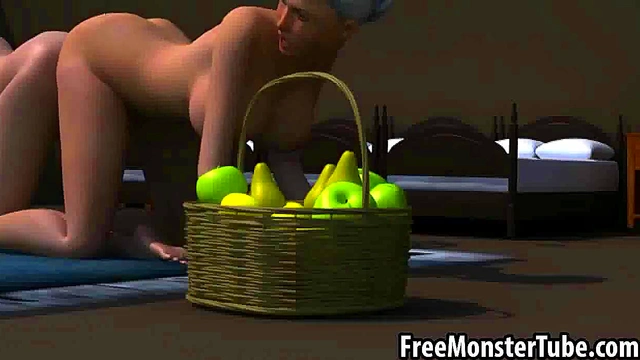 3D cartoon Snow White getting her wet pussy toyed