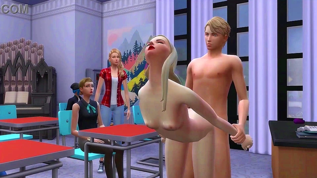 Shy guy fucks hot teacher in the classroom - sims 4 - 3D animation