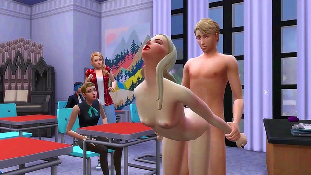 Shy guy fucks hot teacher in the classroom - sims 4 - 3D animation