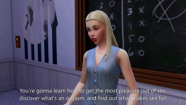 Shy guy fucks hot teacher in the classroom - sims 4 - 3D animation
