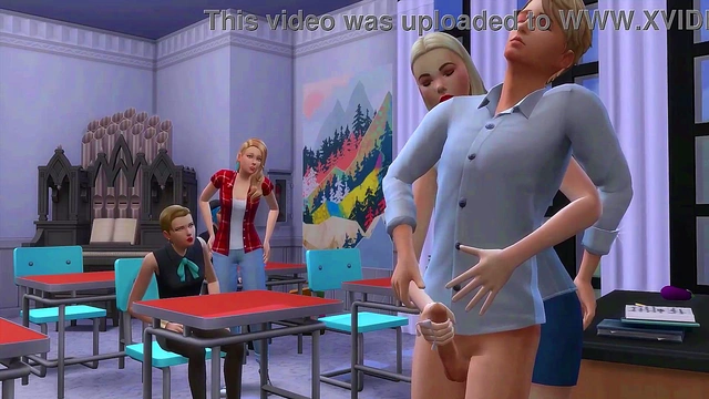 Shy guy fucks hot teacher in the classroom - sims 4 - 3D animation