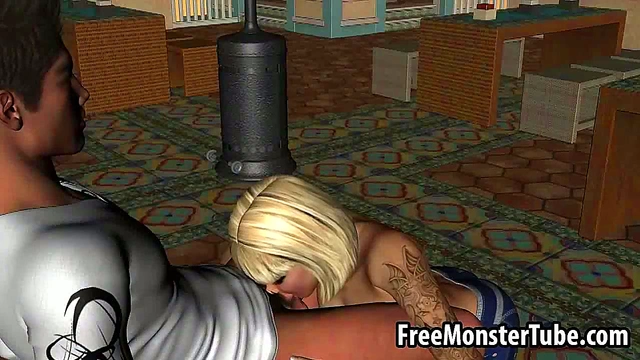 Hot 3D cartoon blonde sucks cock and gets fucked
