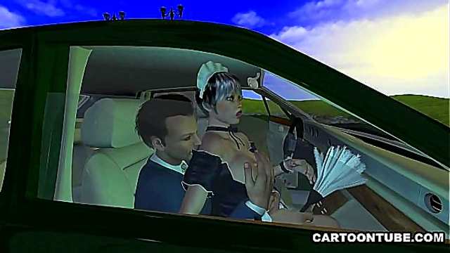 Busty 3D cartoon maid getting fingered and fucked