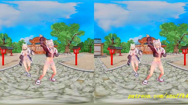 vr180 mmd FuwaMoco dance 3d hololive