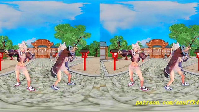 vr180 mmd FuwaMoco dance 3d hololive