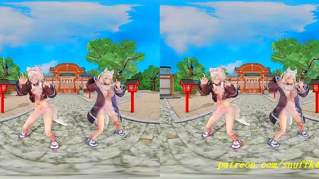 vr180 mmd FuwaMoco dance 3d hololive